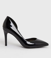 New Look Black Patent Pointed Stiletto Heel Court Shoes